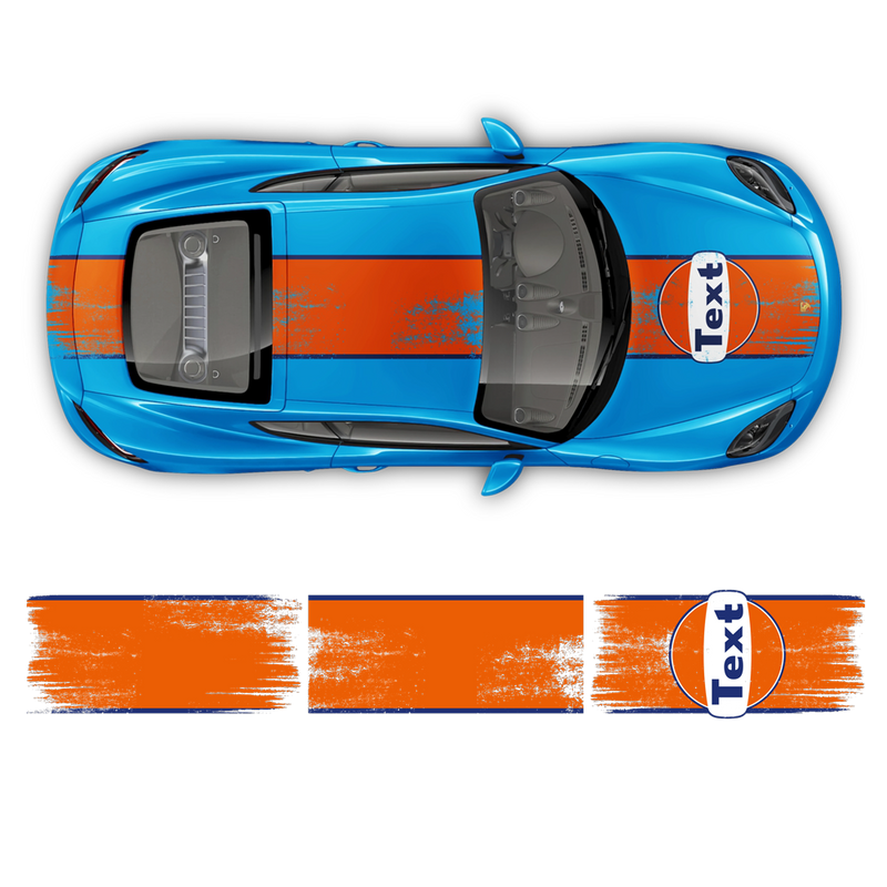 GULF Le Mans Scratched Racing Stripes set, Cayman / Boxster