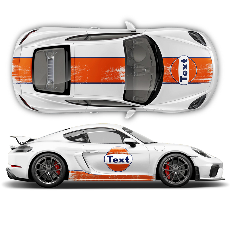 GULF Le Mans Scratched RACING STRIPES Set and logos, Cayman / Boxster
