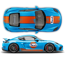 GULF Le Mans Scratched RACING STRIPES Set and logos, Cayman / Boxster