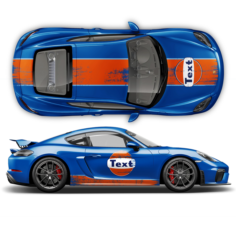 GULF Le Mans Scratched RACING STRIPES Set and logos, Cayman / Boxster