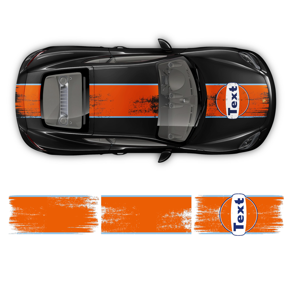 GULF Le Mans Scratched RACING STRIPES Set and logos, Cayman / Boxster