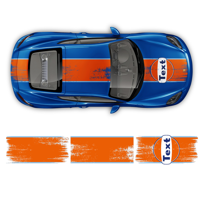 GULF Le Mans Scratched RACING STRIPES Set and logos, Cayman / Boxster