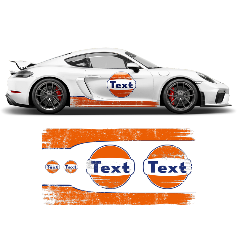 GULF Le Mans Scratched RACING STRIPES Set and logos, Cayman / Boxster