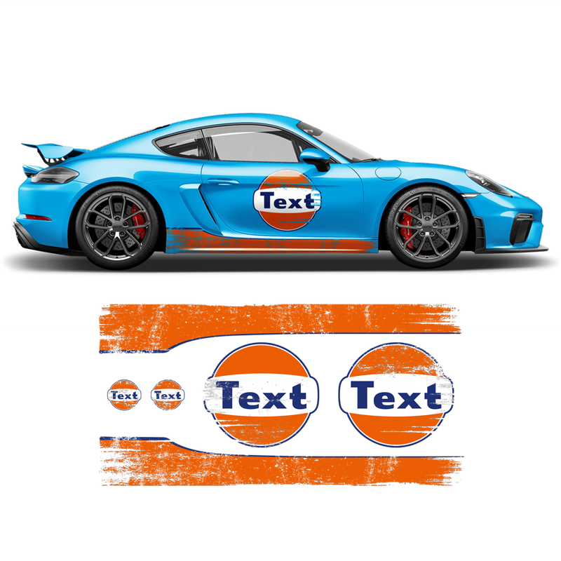 GULF Le Mans Scratched RACING STRIPES Set and logos, Cayman / Boxster