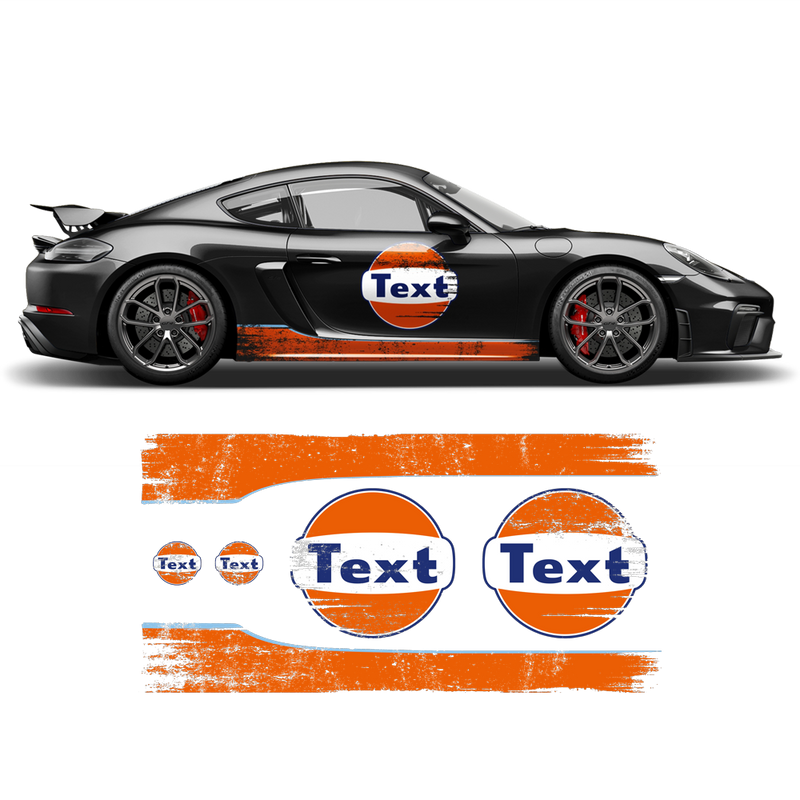 GULF Le Mans Scratched RACING STRIPES Set and logos, Cayman / Boxster