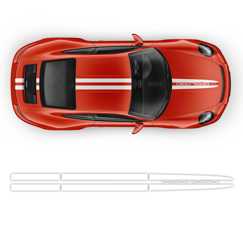 DUAL Thin Racing Stripes Over the Top, Carrera / Cayman / Boxster 2005 - 2024