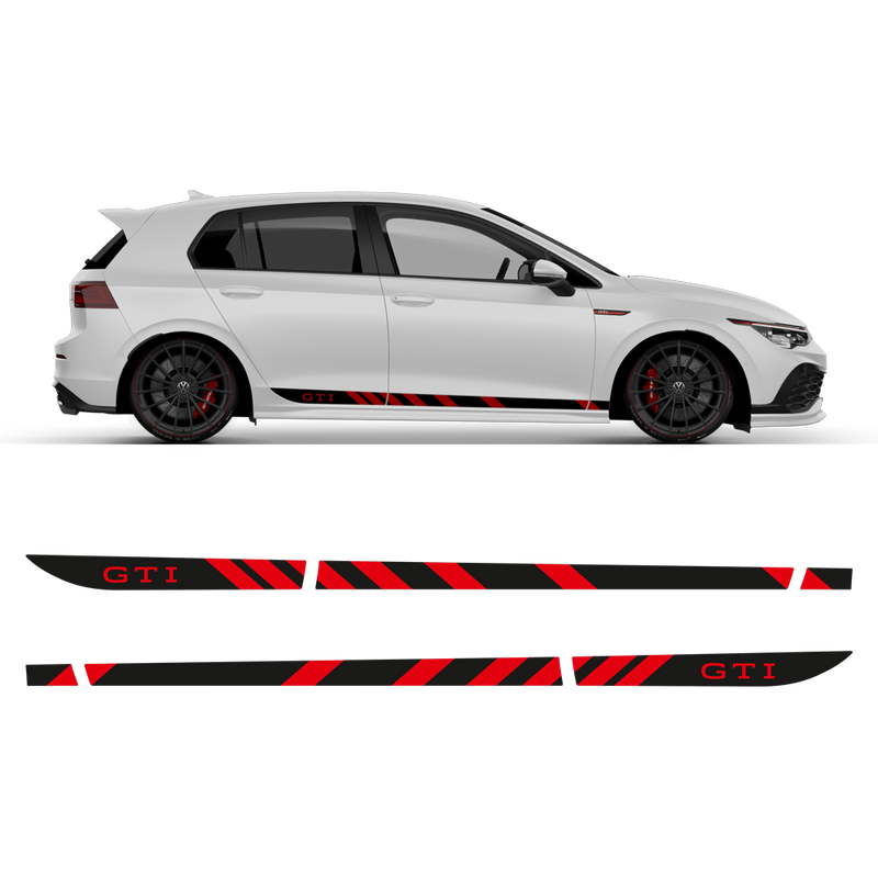 VW Golf 8 GTI Rocker stripes 2 Colors, for Golf MK8 2020 - 2024