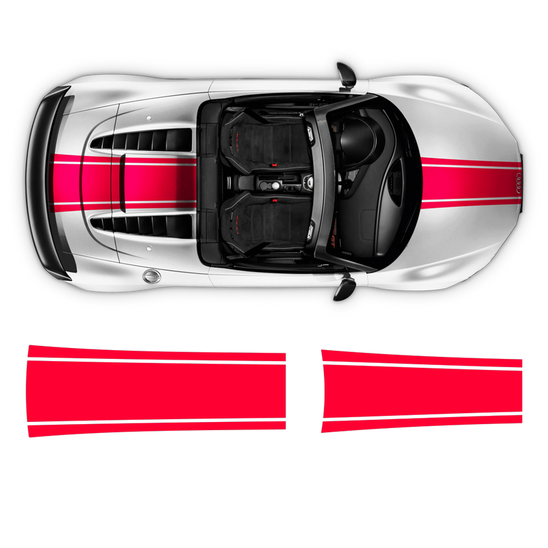 One Color Stripes Over The Top, for Audi R8 / R8 Spyder Decals - autodesign.shop