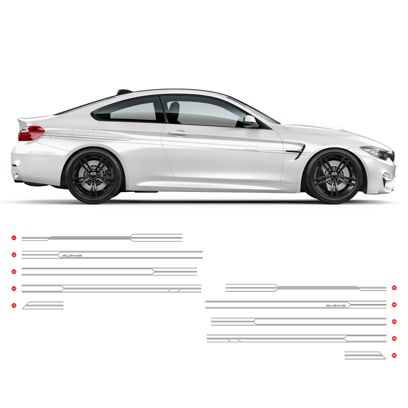 BMW M Performance Set of Side Stripes for M4 F32 / F33 / F36