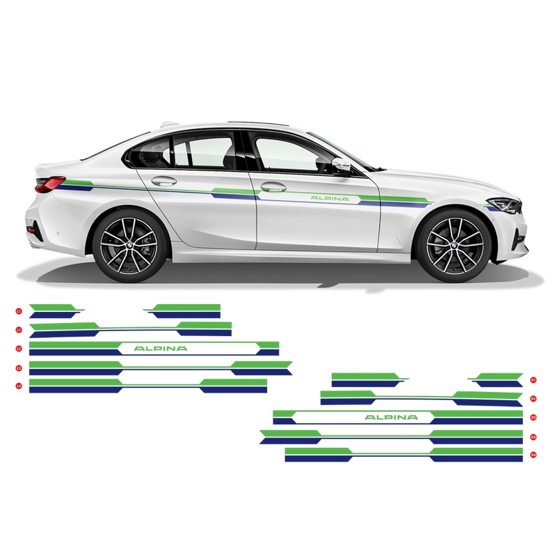 ALPINA printed Racing Side Stripes, for BMW 3 series, 4 series
