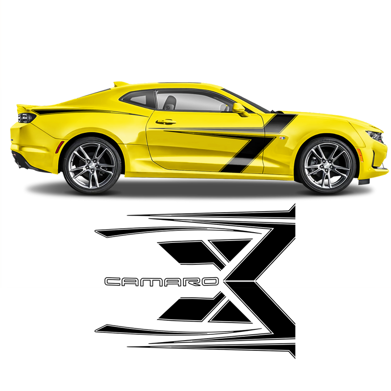 T-Stripes Side Graphic, Camaro 2016 - 2020 black