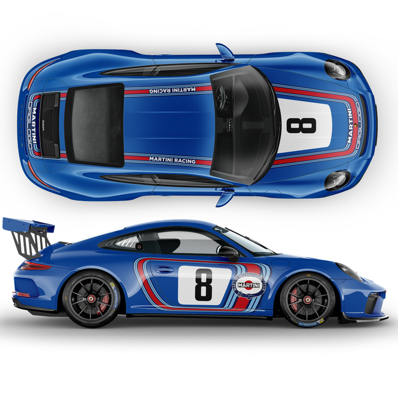 Retro Style Martini Racing Stripes Set, for Carrera 1999 - 2020 (996/997/991/992)