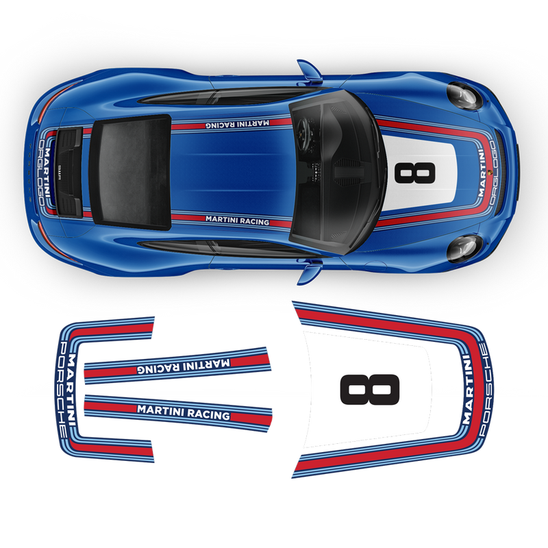 Retro Style Martini Racing Stripes Set, for Carrera 1999 - 2020 (996/997/991/992)