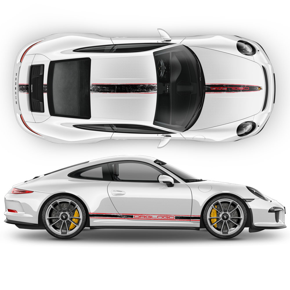 Scratched Two Colors Racing Stripes set, Carrera– autodesign.shop