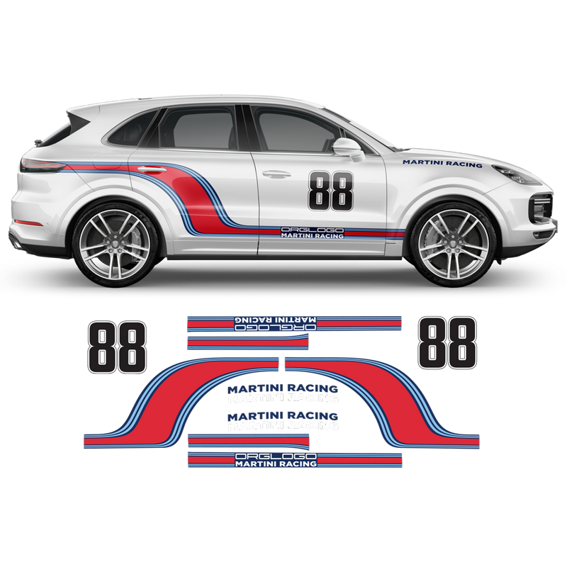 Curved Martini Racing Side Stripes, for Porsche Cayenne