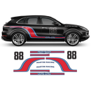 Curved Martini Racing Side Stripes, for Porsche Cayenne
