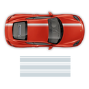 Asymmetrical Racing Stripes set, Cayman / Boxster 2005 - 2018 black