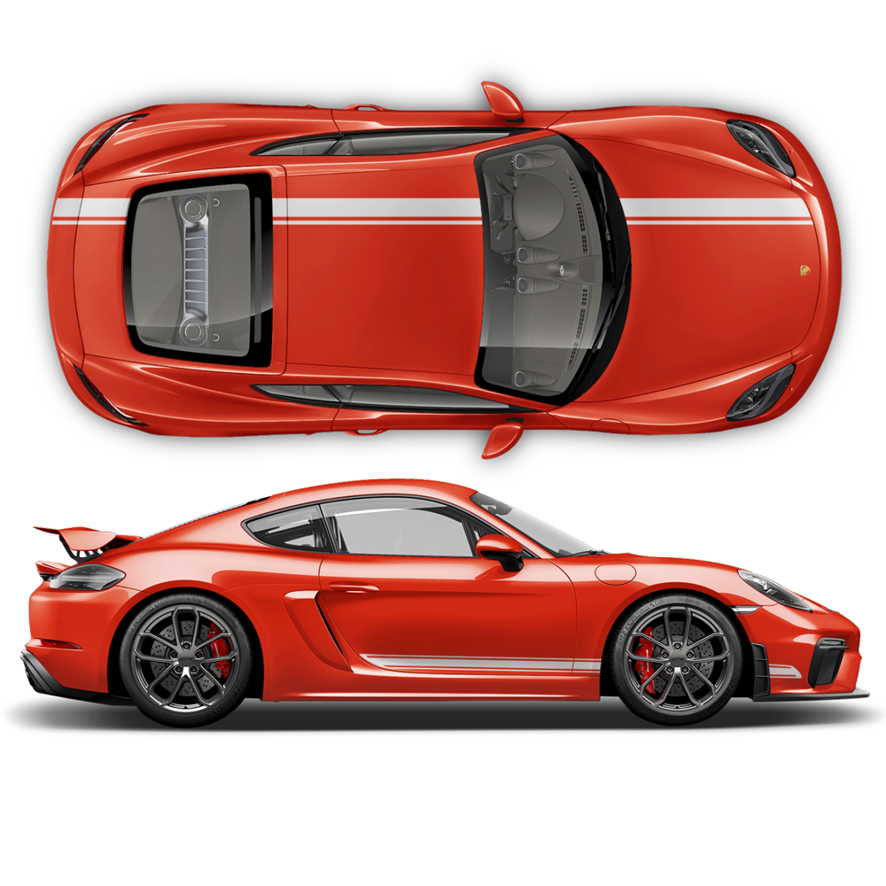 Asymmetrical Racing Stripes set, Cayman / Boxster 2005 - 2024