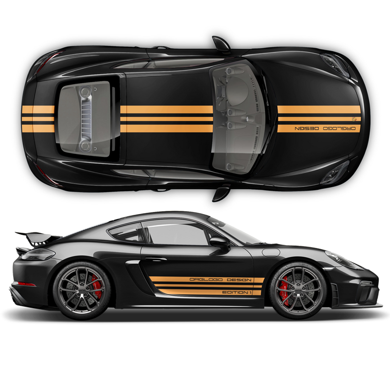 Porsche Design Edition 1 Racing stripes set, Cayman / Boxster 2005 - 2020 Decals - autodesign.shop