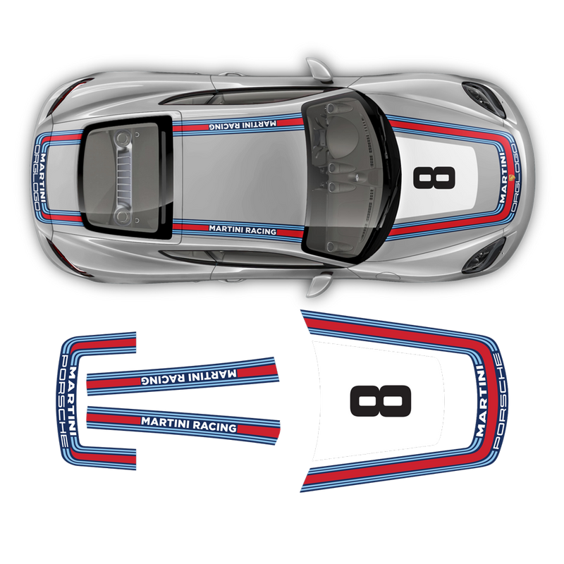 RETRO STYLE MARTINI RACING STRIPES SET, for CAYMAN / BOXSTER 2005 - 2021
