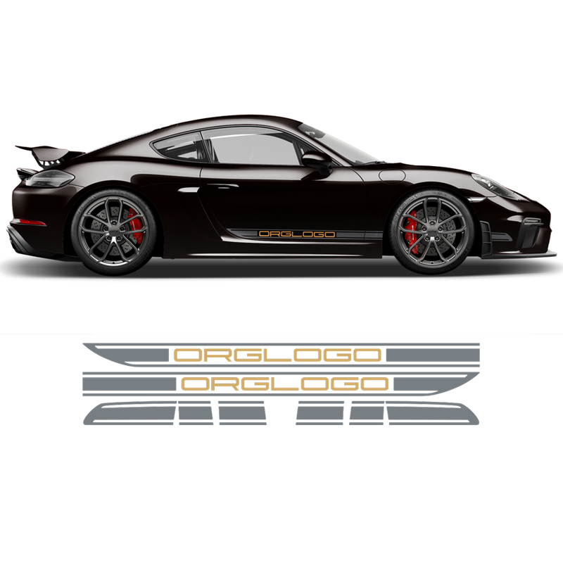 Rocker side stripes in two colors, Cayman / Boxster 2005 - 2020 black red
