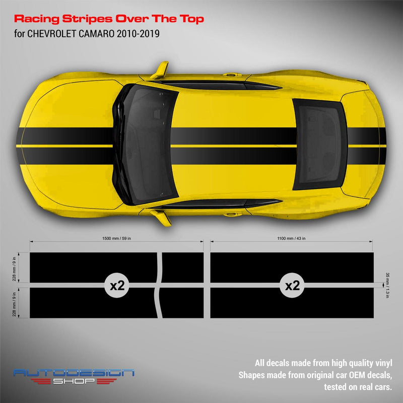 Chevrolet Camaro 2010 - 2019 Racing Stripes Over the Top - autodesign.shop