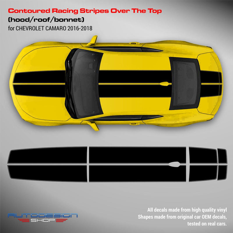 Chevrolet Camaro 2016 - 2018 Contoured Racing Stripes Over the Top - autodesign.shop