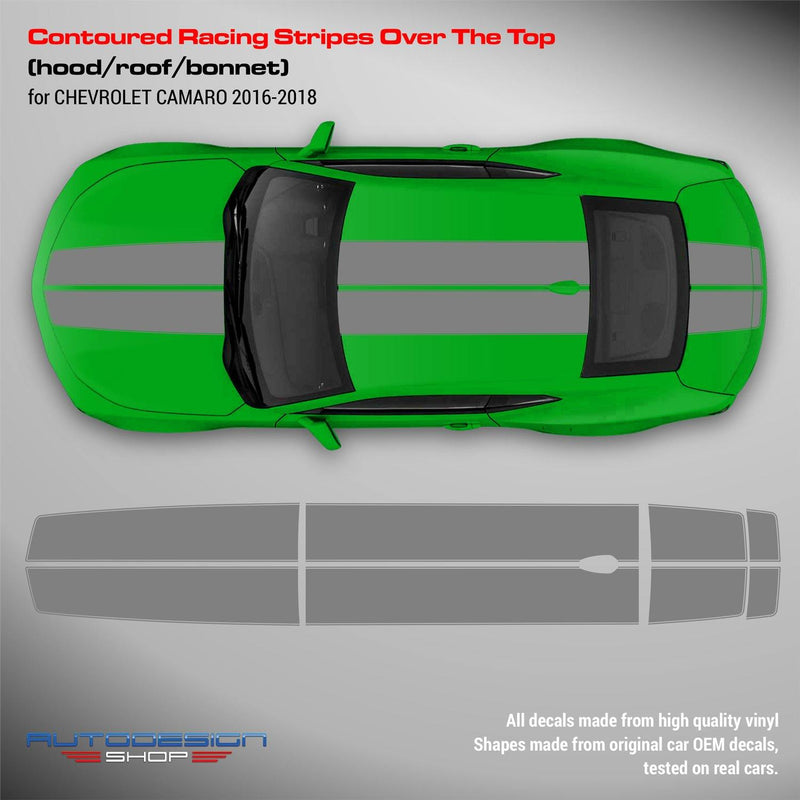 Chevrolet Camaro 2016 - 2018 Contoured Racing Stripes Over the Top - autodesign.shop