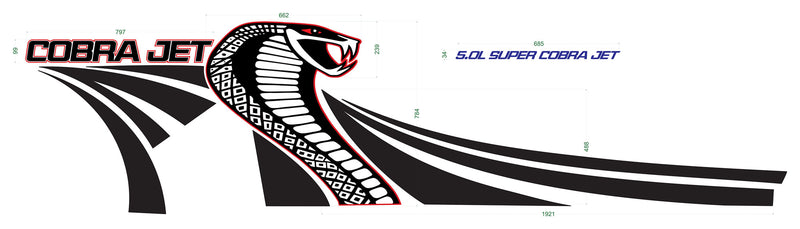 COBRA JET Side Graphic Decals Set, for Ford Mustang 2005 - 2014