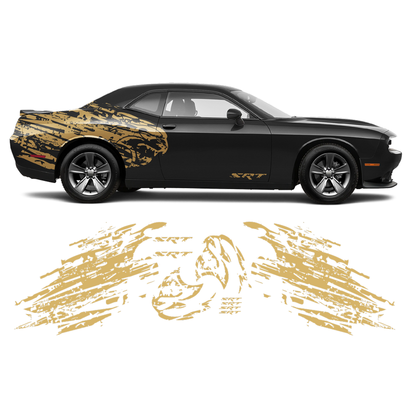 Shredded Hellcat Side Graphic in One Color, Dodge Challenger 2008 - 2020 black