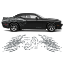 Shredded Hellcat Side Graphic in One Color, Dodge Challenger 2008 - 2020 black