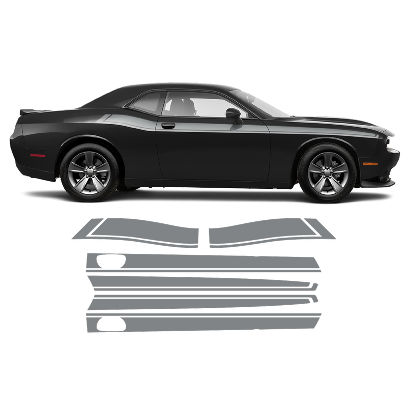 Short Side Stripes, Dodge Challenger 2011 - 2020 black