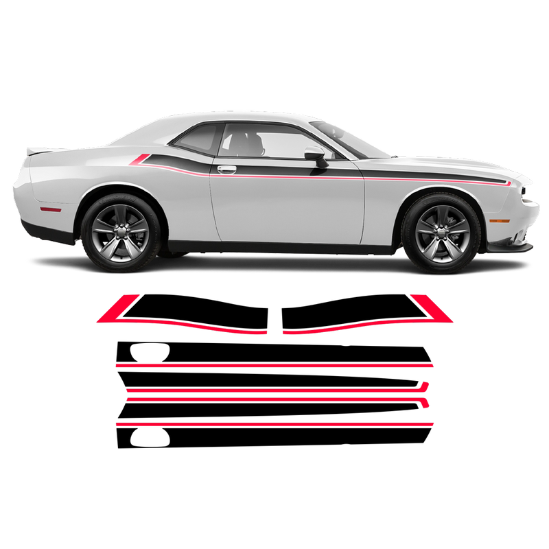 Short Side Stripes in Two Colors, for Dodge Challenger 2011 - 2020