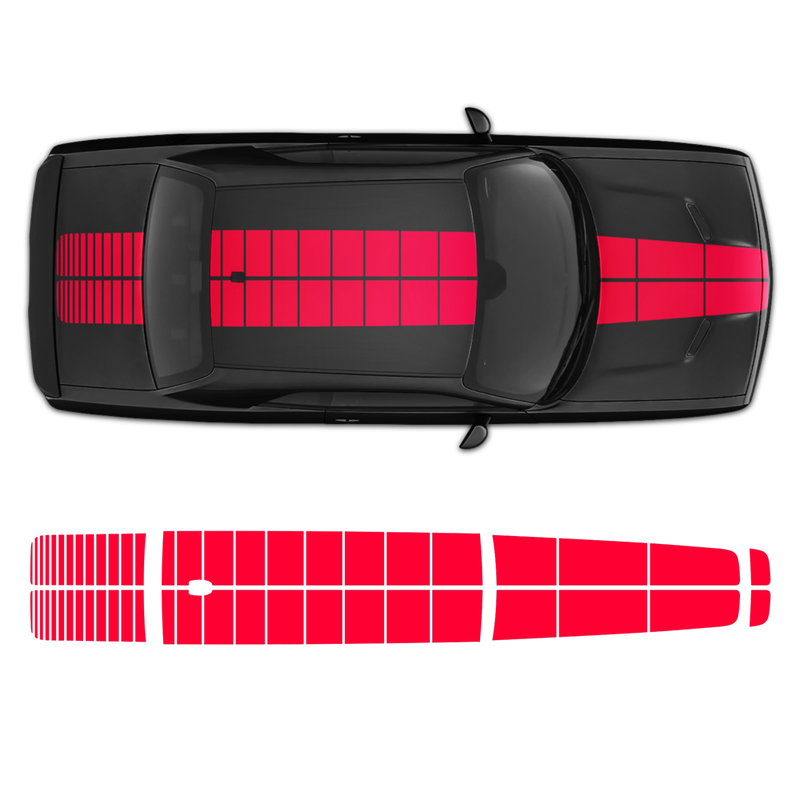 PULSE Rally Top stripes for Hood/Roof/Trunk, Dodge Challenger 2009 - 2018 black