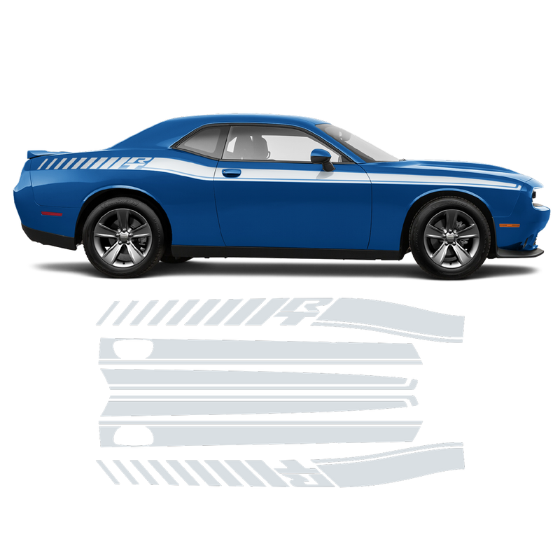 R / T Long side stripes, DODGE Challenger 2011 - 2024 black