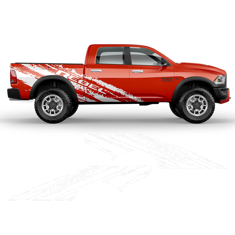 SCRATCHED REBEL Side Graphic Dodge RAM autodesign.shop