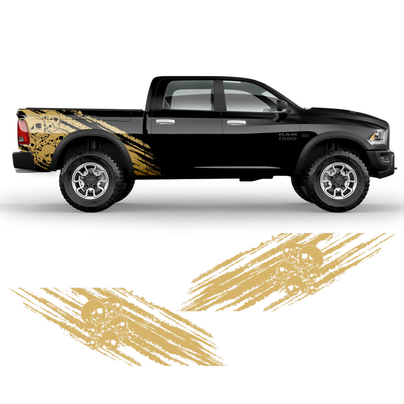 Skull Scratched side graphic, Dodge RAM (fit any truck) black