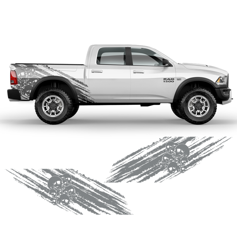 Skull Scratched side graphic, Dodge RAM (fit any truck) black