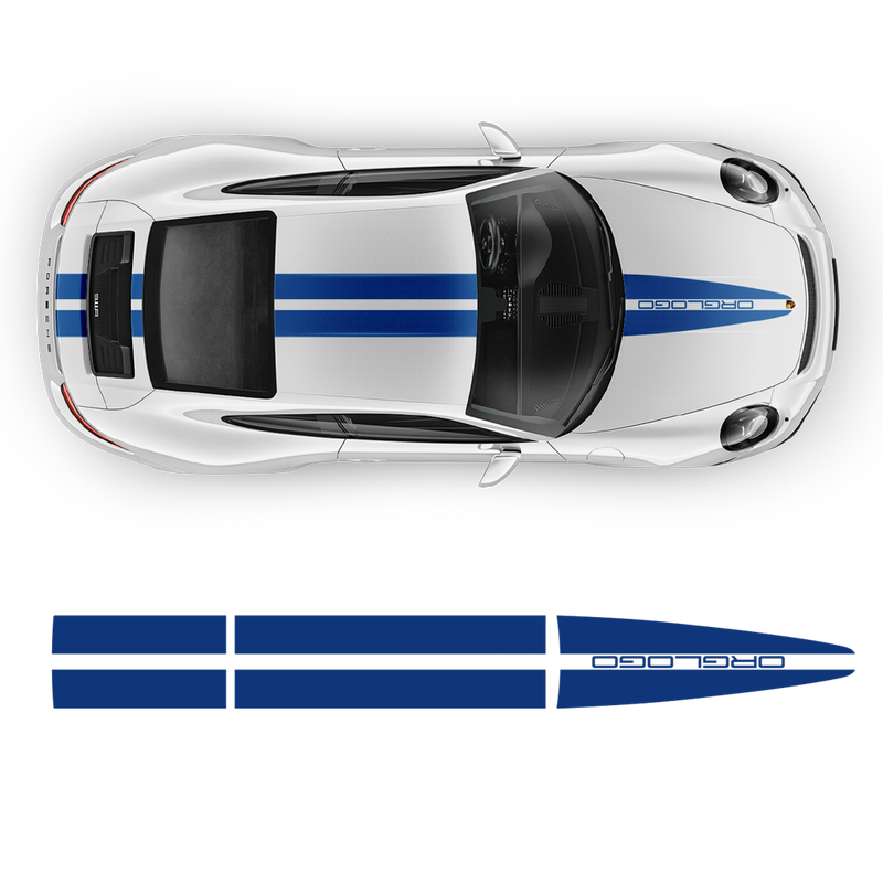 Dual Racing Stripes Over The Top for Carrera / Cayman / Boxster