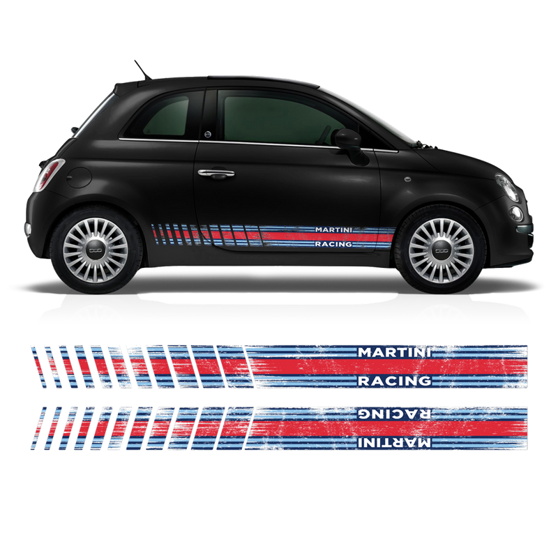 SCRATCHED MARTINI Racing STRIPES, for Fiat 500