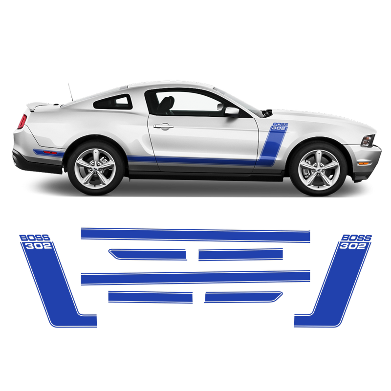 BOSS 302 style Racing stripes set, for Ford Mustang 2012 - 2014 Decals - autodesign.shop