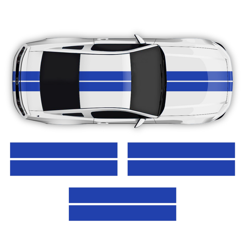 Double Racing Stripes over the top, for Mustang 2005 - 2014