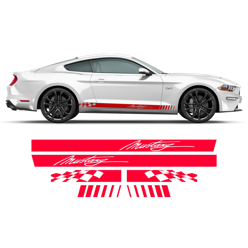 Checkered Rocker Side Stripes , for Ford Mustang 2015 - 2021