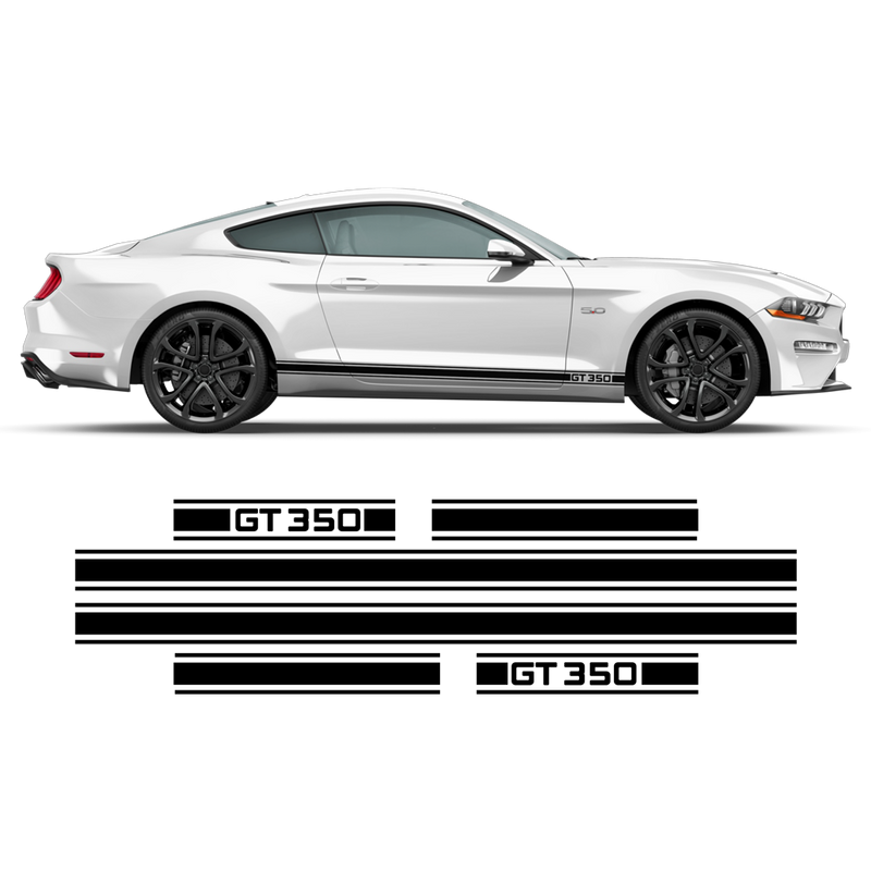 Shelby GT350 Rocker stripes, Ford Mustang 2015 - 2020 black