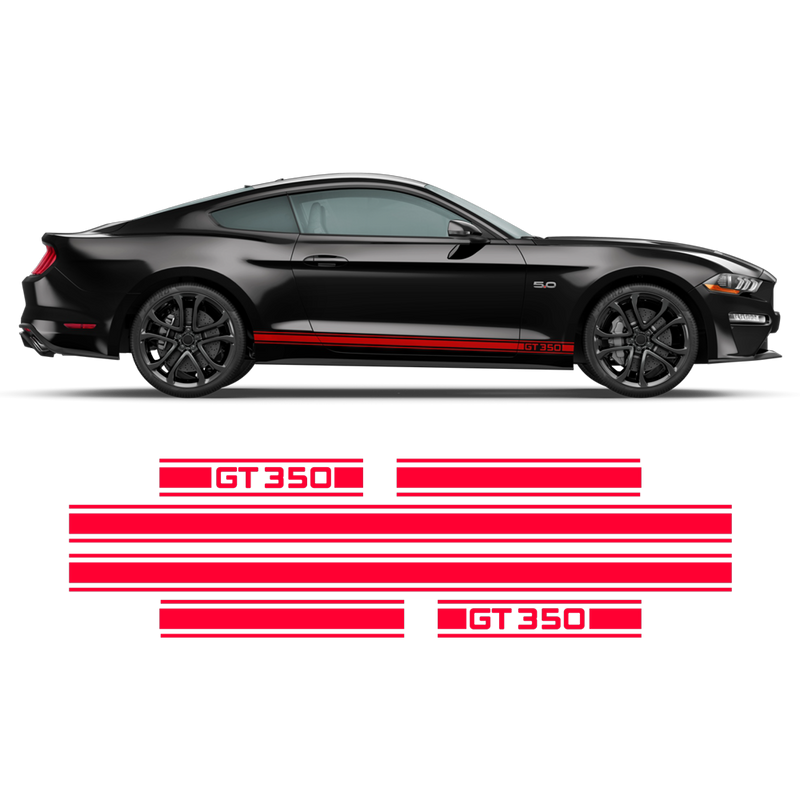 Shelby GT350 Rocker stripes, Ford Mustang 2015 - 2020 black