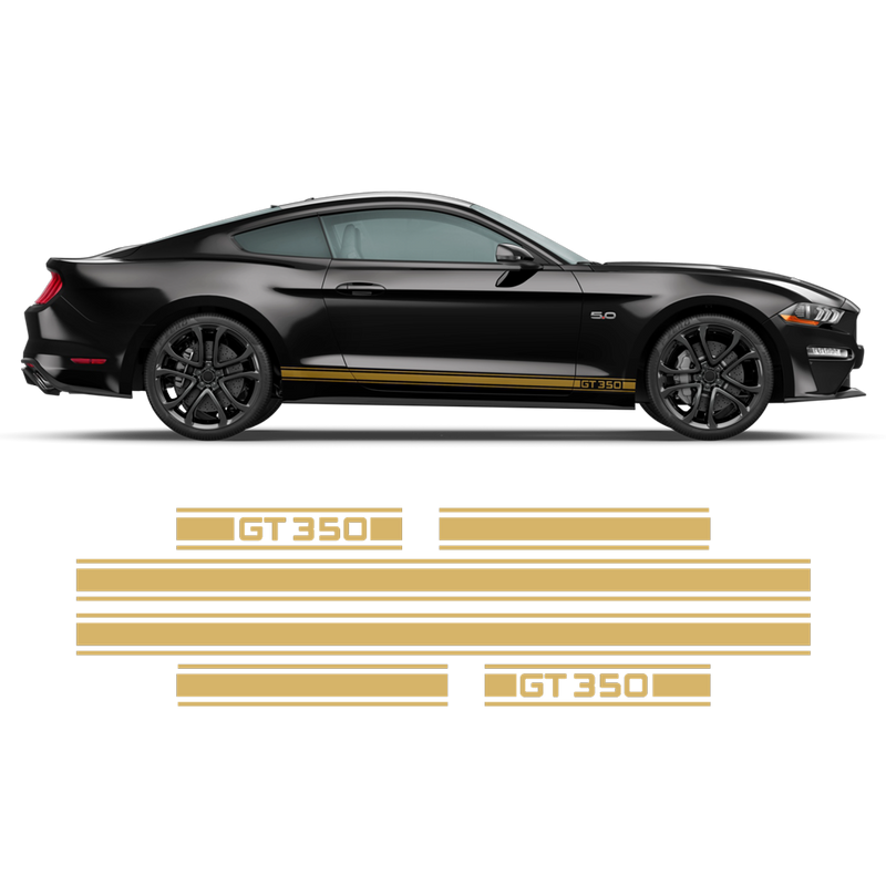 Shelby GT350 Rocker stripes, Ford Mustang 2015 - 2020 black