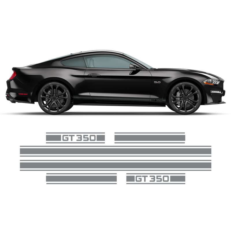 Shelby GT350 Rocker stripes, Ford Mustang 2015 - 2020 black