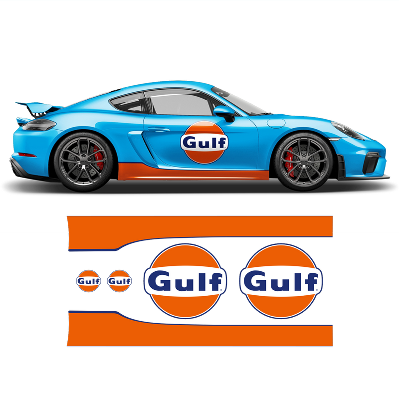 GULF Le Mans RACING STRIPES  Set and logos, Cayman / Boxster Midnight Blue / Orange