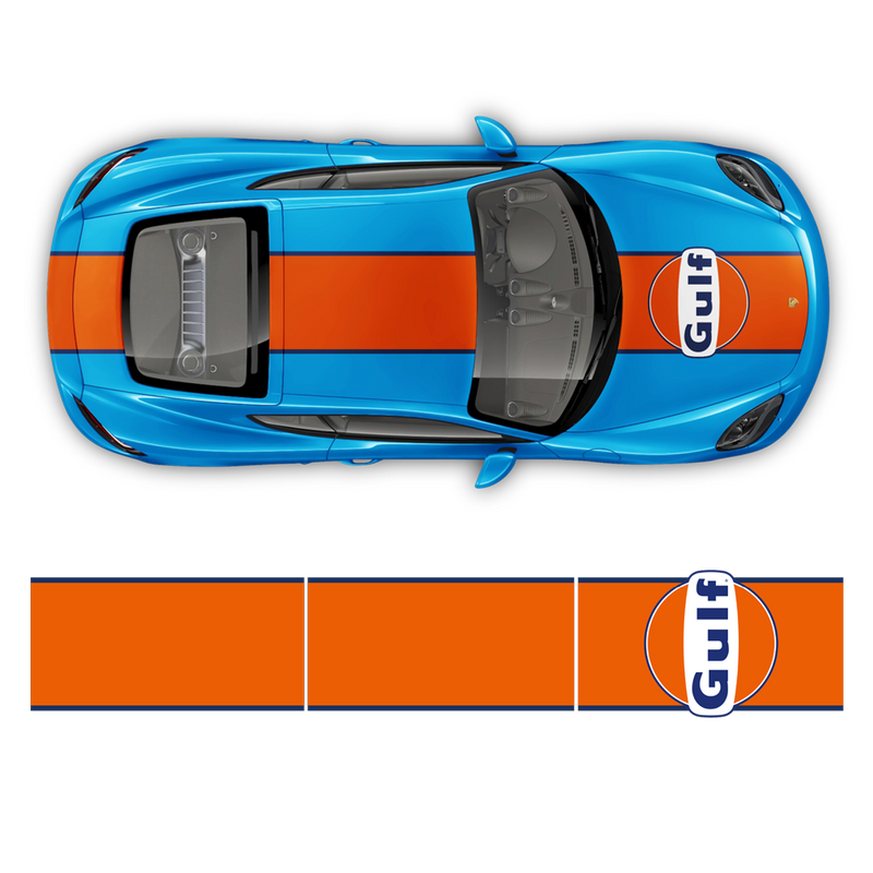 GULF Le Mans RACING STRIPES set, Cayman / Boxster Midnight Blue / Orange