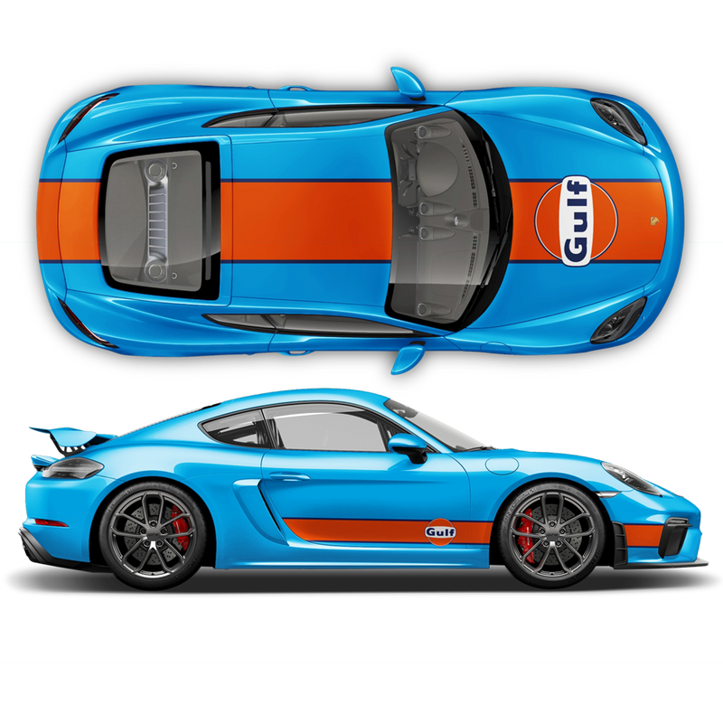 GULF Le Mans RACING STRIPES set, Cayman / Boxster Midnight Blue / Orange